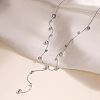 304 Stainless SteelPave Clear Cubic Zirconia Flat Round Link Chain Y Necklaces NJEW-Z088-01P-1