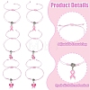 6Pcs 3 Styles Adjustable Alloy Enamel Pink Ribbon Charm Nylon Braided Bracelet Sets BJEW-YW00019-3