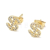 Brass & Crystal Rhinestone Stud Earrings for Women EJEW-G464-04G-01-4