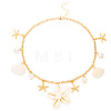 Summer Beach Alloy & Faux Pearl & Natural Cowrie Cluster Flower Pendant Necklaces for Women WG22E51-01-3