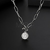304 Stainless Steel Love Disc Coin Pendant Necklaces with OT Clasps for Women Men WG7163D-01-1