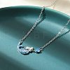 Brass Micro Pave Cubic Zirconia Heart Mermaid Pendant Necklaces for Women NJEW-S441-07B-P-2