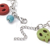 Halloween Dyed Synthetic Turquoise Skull Pendant Brass Cable Chains Bracelets BJEW-TA00471-4