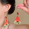 Resin Cute Fruit Watermelon Slice Dangle Earrings WGE2164-01-4