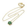 304 Stainless Steel Green Enamel 5-Petal Flower Pendant Necklaces for Women NJEW-U032-17G-01-4