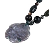Natural Indian Agate Flower Pendant Necklaces NJEW-N064-08H-4