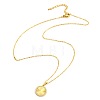 304 Stainless Steel Micro Pave Clear Cubic Zirconia Round Medal Pendant Necklaces WGE37BE-01-4