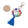 Handmade Lampwork Evil Eye & Polyester Tassel Pendant Decorations HJEW-JM02821-03-3