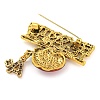 Christmas Theme Golden Zinc Alloy with Rhinestone Brooches JEWB-B018-01AG-05-2