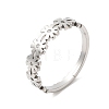 304 Stainless Steel Flower Adjustable Ring for Women RJEW-M149-37P-3