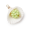 Clam Shell & Glass Seed Beaded Pendants PALLOY-MZ00526-05-3