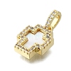 Brass Micro Pave Clear Cubic Zirconia Cross Pendants X-KK-V010-31G-2