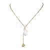 Summer Natural Baroque Keshi Pearl & 304 Stainless Steel Sea Animal Pendant Satellite Chain Y Lariat Necklaces NJEW-JN06049-04-3
