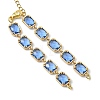 Brass Glass Rectangle Link Bracelet Making AJEW-JB01649-01-2