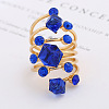 Cube & Flat Round Alloy Rhinestone Finger Rings FS-WG5656B-03-1