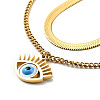 Natural Shell Horse Eye Pendant Double Layer Necklace with Enamel NJEW-P229-14G-1