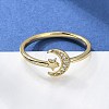 Adjustable Brass Micro Pave Clear Cubic Zirconia Cuff Rings ZIRC-Z002-09G-1