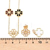 304 Stainless Steel with Resin Flower Link Chain Necklaces & Stud Earrings SJEW-Z005-02G-03-5