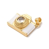 Brass Micro Pave Cubic Zirconia & Enamel Pendants KK-Q098-36G-B-2