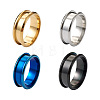 4Pcs 4 Colors Stainless Steel Grooved Finger Ring Settings STAS-TA0002-14B-9