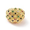 Colorful Cubic Zirconia Dome Open Cuff Ring RJEW-G270-05G-2