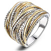 Criss Cross Alloy Crystal Rhinestone Wide Finger Rings FS-WGCE8BA-03-4