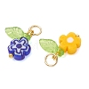 Handmade Millefiori Glass & Acrylic & Brass Pendants PALLOY-JF05247-3