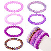 6Pcs 6 Styles 8mm Glass Round Beaded Stretch Bracelet Sets BJEW-TAC0022-1