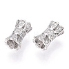 Rhodium Plated 925 Sterling Silver Micro Pave Clear Cubic Zirconia Beads STER-T007-16P-2