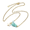 Ocean Synthetic Turquois Starfish & Handmade Porcelain Fish Pendant 304 Stainless Steel Cable Chain Necklaces NJEW-JN06139-4