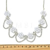 Plastic Pearl Beaded Flower Tassel Iron Crystal Rhinestone Tennis Bib Necklaces for Women NJEW-JN06129-4