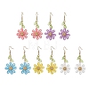 304 Stainless Steel Glass Seed Beads Flower Dangle Earrings EJEW-MZ00739-2