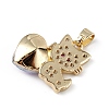 Real 18K Gold Plated Rack Plating Brass Micro Pave Cubic Zirconia Pendants KK-C015-31G-09-3