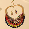 Alloy & Acrylic & Glass Multilayer Necklaces & Dangle Earrings Sets FS-WGC2698-02-3