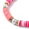 Synthetic Hematite & Polymer Clay Heishi Beads Stretch Bracelet BJEW-JB07391-6