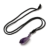 Cone Natural Amethyst Pendant Necklace with Nylon Rope for Women G-H286-08B-2