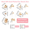 10Pcs 5 Style Brass Stud Earring Findings KK-CN0001-88-2
