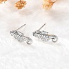 Sea Horse Brass Micro Pave Cubic Zirconia Ear Studs EJEW-D304-38P-5