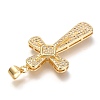 Brass Micro Pave Clear Cubic Zirconia Pendants ZIRC-O038-03G-3