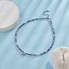 Clear Cubic Zirconia Bowknot Pendant Necklace with Natural Amethyst Beaded Chains for Women NJEW-JN04271-03-6