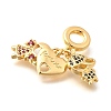 Brass Cubic Zirconia Boy & Heart & Girl European Dangle Charms KK-U048-24G-2