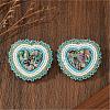 Bohemian Handmade Glass Seed Beads Heart Shape Stud Earrings PG9083-5