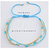 Beachy Style Brass & Glass & Seed Beaded Multi-Layer Bracelets BK3958-2-1