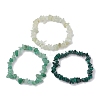 3Pcs Natural Green Aventurine & Natural Prehnite & Natural Malachite Chip Beaded Stretch Bracelet Sets BJEW-JB10862-4