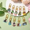 10Pcs 10 Styles Plant with Cat Alloy Enamel Pendant Decorations HJEW-JM01944-2