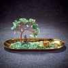 Natural Green Aventurine Chips with Brass Incense Burner Holder DJEW-G027-19RG-04-4