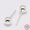 925 Sterling Silver Stud Earrings STER-K028-01S-3mm-3