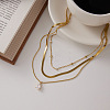 304 Stainless Steel Pave Clear Cubic Zirconia Teardrop Pendant 3 Layer Necklaces for Women WGFD083-01-6