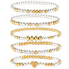 5Pcs Brass Beads Stretch Bracelets for Women CW0227-6-1