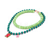 Alloy Enamel Resin Rectangle with Flower Pendant Double Layer Necklaces for Women WGCD407-01-4